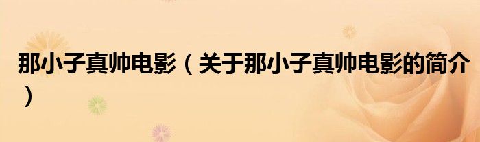 那小子真帥電影（關(guān)于那小子真帥電影的簡(jiǎn)介）