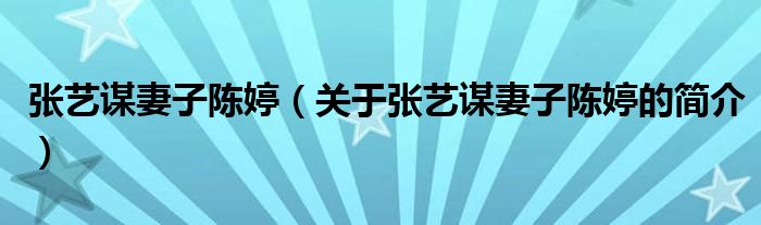 張藝謀妻子陳婷（關(guān)于張藝謀妻子陳婷的簡介）