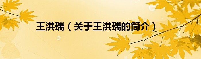 王洪瑞（關(guān)于王洪瑞的簡(jiǎn)介）