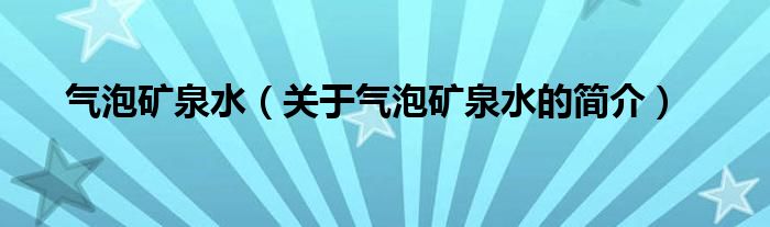 氣泡礦泉水（關(guān)于氣泡礦泉水的簡(jiǎn)介）