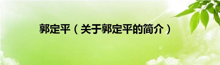 郭定平（關(guān)于郭定平的簡介）