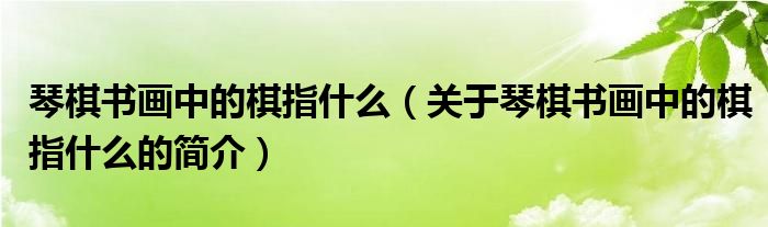 琴棋書畫中的棋指什么（關(guān)于琴棋書畫中的棋指什么的簡介）