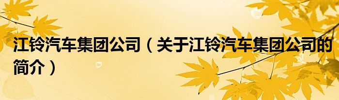 江鈴汽車集團公司（關(guān)于江鈴汽車集團公司的簡介）