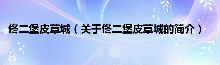 佟二堡皮草城（關(guān)于佟二堡皮草城的簡介）