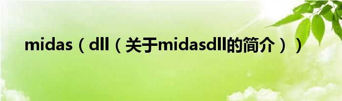 midas（dll（關(guān)于midasdll的簡(jiǎn)介））