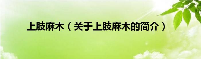 上肢麻木（關(guān)于上肢麻木的簡(jiǎn)介）