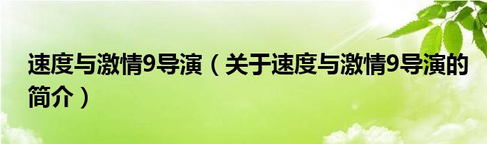 速度與激情9導(dǎo)演（關(guān)于速度與激情9導(dǎo)演的簡介）