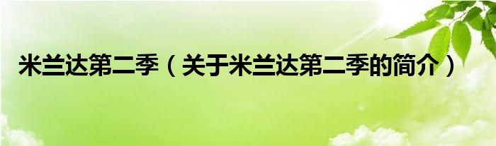 米蘭達(dá)第二季（關(guān)于米蘭達(dá)第二季的簡(jiǎn)介）