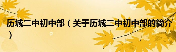 歷城二中初中部（關于歷城二中初中部的簡介）