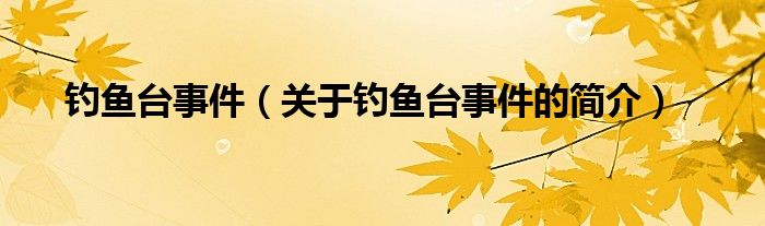 釣魚(yú)臺(tái)事件（關(guān)于釣魚(yú)臺(tái)事件的簡(jiǎn)介）