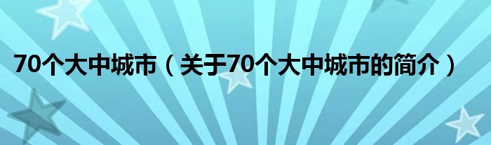 70個(gè)大中城市（關(guān)于70個(gè)大中城市的簡(jiǎn)介）