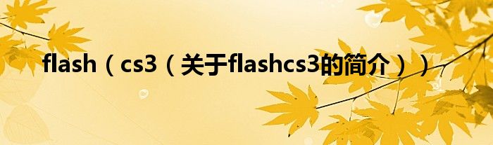 flash（cs3（關(guān)于flashcs3的簡(jiǎn)介））