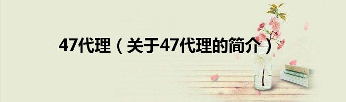 47代理（關(guān)于47代理的簡介）