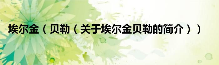 埃爾金（貝勒（關(guān)于埃爾金貝勒的簡(jiǎn)介））