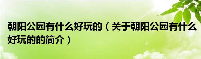 朝陽公園有什么好玩的（關(guān)于朝陽公園有什么好玩的的簡介）