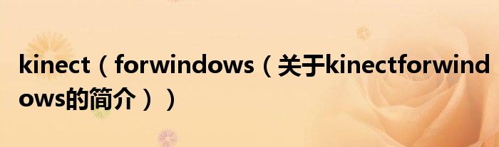 kinect（forwindows（關(guān)于kinectforwindows的簡(jiǎn)介））