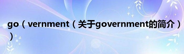 go（vernment（關(guān)于government的簡介））