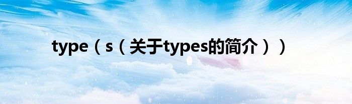 type（s（關(guān)于types的簡介））