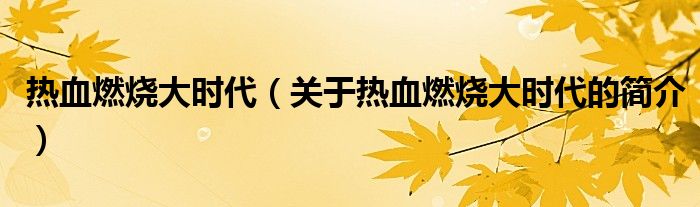 熱血燃燒大時(shí)代（關(guān)于熱血燃燒大時(shí)代的簡(jiǎn)介）