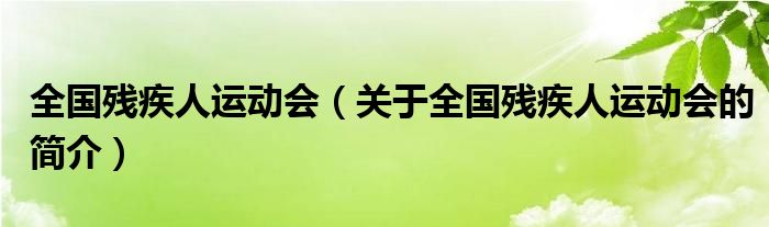 全國殘疾人運(yùn)動會（關(guān)于全國殘疾人運(yùn)動會的簡介）