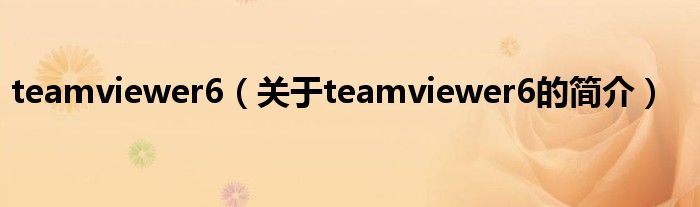 teamviewer6（關(guān)于teamviewer6的簡(jiǎn)介）