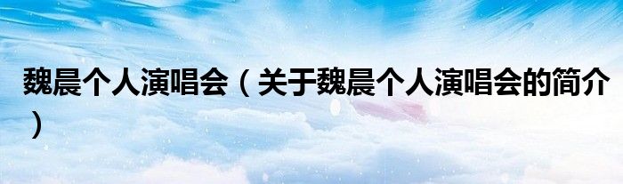 魏晨個人演唱會（關(guān)于魏晨個人演唱會的簡介）