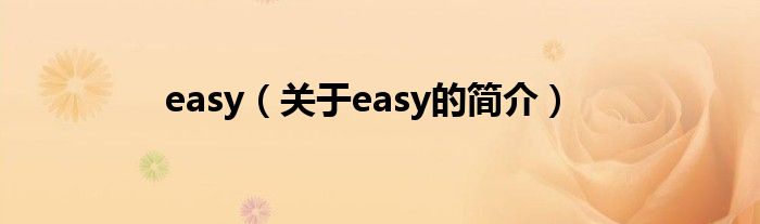 easy（關(guān)于easy的簡介）