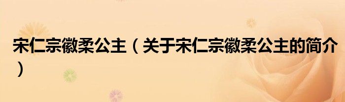 宋仁宗徽柔公主（關于宋仁宗徽柔公主的簡介）