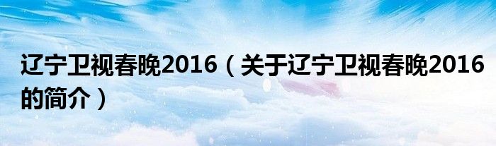 遼寧衛(wèi)視春晚2016（關(guān)于遼寧衛(wèi)視春晚2016的簡(jiǎn)介）