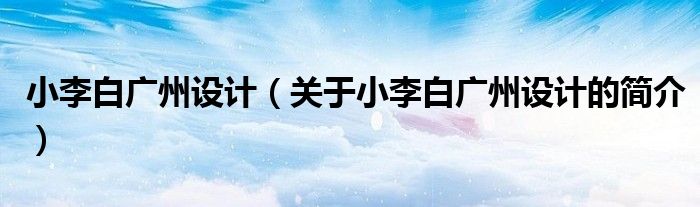 小李白廣州設(shè)計（關(guān)于小李白廣州設(shè)計的簡介）