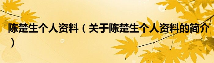 陳楚生個人資料（關于陳楚生個人資料的簡介）