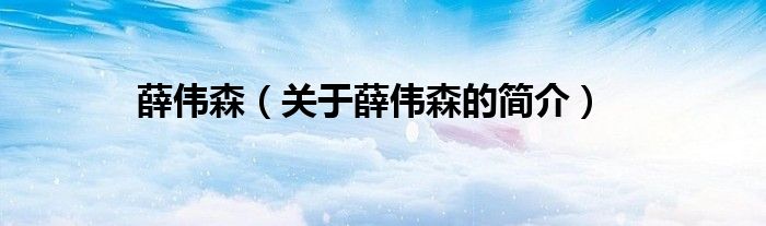 薛偉森（關(guān)于薛偉森的簡(jiǎn)介）