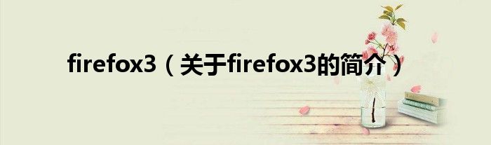 firefox3（關(guān)于firefox3的簡介）