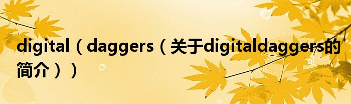 digital（daggers（關(guān)于digitaldaggers的簡介））