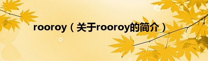 rooroy（關(guān)于rooroy的簡(jiǎn)介）