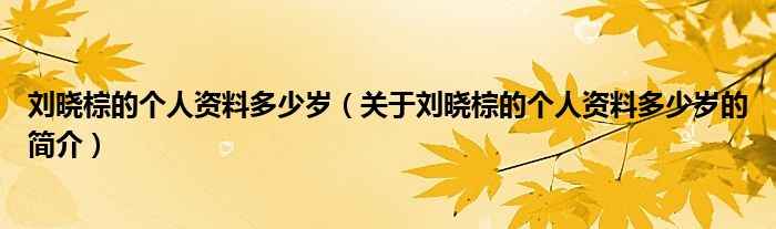 劉曉棕的個(gè)人資料多少歲（關(guān)于劉曉棕的個(gè)人資料多少歲的簡(jiǎn)介）