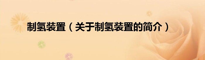 制氫裝置（關(guān)于制氫裝置的簡(jiǎn)介）