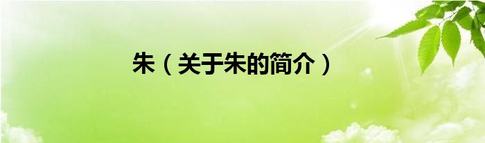 朱（關(guān)于朱的簡介）