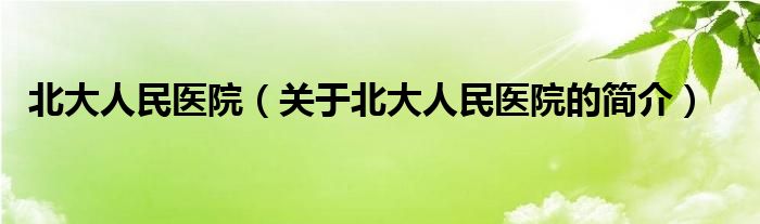 北大人民醫(yī)院（關(guān)于北大人民醫(yī)院的簡(jiǎn)介）