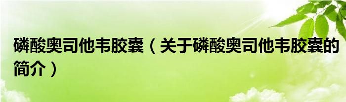 磷酸奧司他韋膠囊（關(guān)于磷酸奧司他韋膠囊的簡(jiǎn)介）