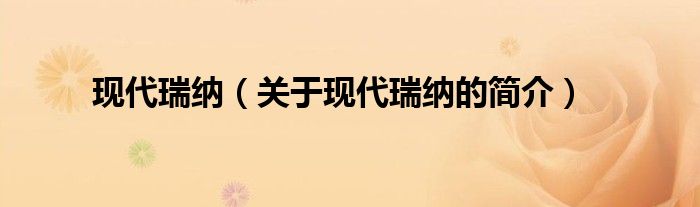 現(xiàn)代瑞納（關(guān)于現(xiàn)代瑞納的簡(jiǎn)介）