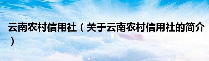 云南農(nóng)村信用社（關(guān)于云南農(nóng)村信用社的簡(jiǎn)介）