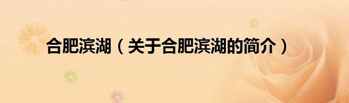 合肥濱湖（關(guān)于合肥濱湖的簡(jiǎn)介）