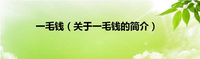 一毛錢（關(guān)于一毛錢的簡(jiǎn)介）