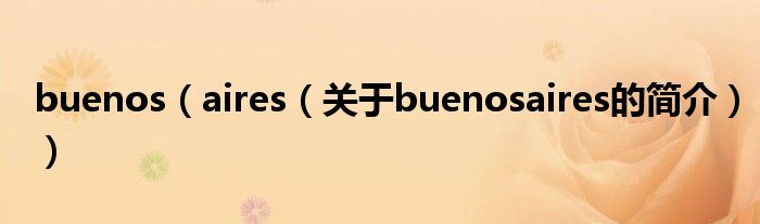 buenos（aires（關于buenosaires的簡介））