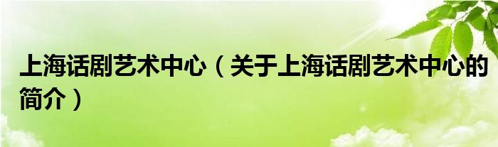 上海話(huà)劇藝術(shù)中心（關(guān)于上海話(huà)劇藝術(shù)中心的簡(jiǎn)介）