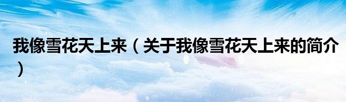 我像雪花天上來（關(guān)于我像雪花天上來的簡介）