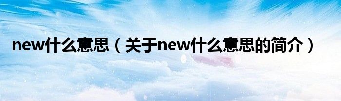 new什么意思（關(guān)于new什么意思的簡介）