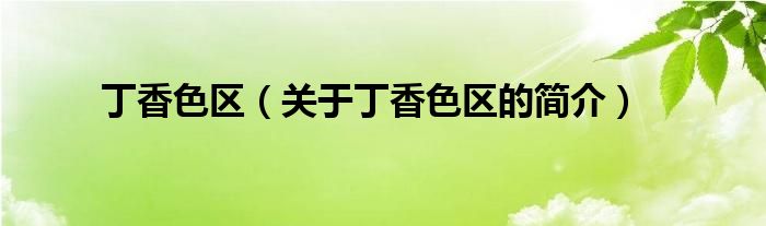 丁香色區(qū)（關于丁香色區(qū)的簡介）