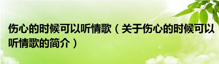 傷心的時(shí)候可以聽情歌（關(guān)于傷心的時(shí)候可以聽情歌的簡(jiǎn)介）